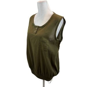 Ladies Vintage Joan Harper Green Sleeveless Blouse‎ Size 12